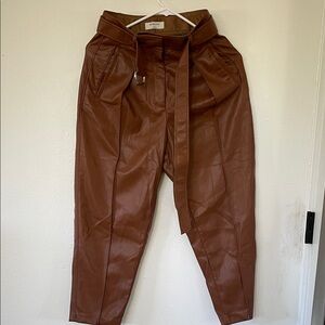 Babaton Tan Faux Leather Chinos